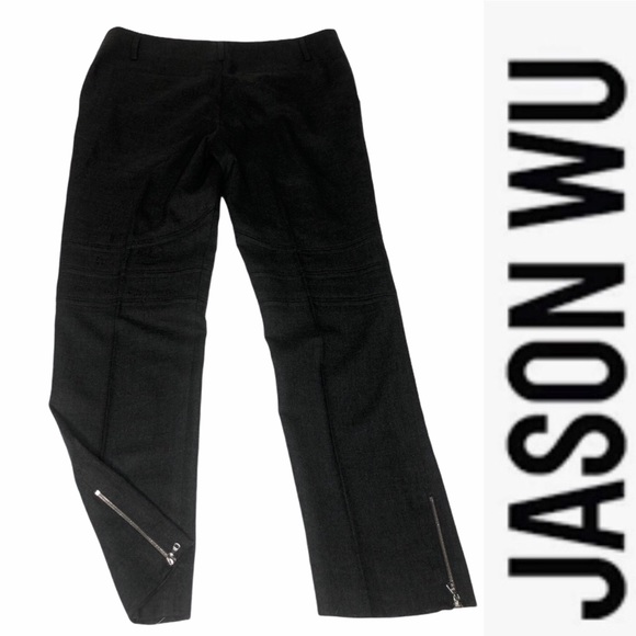 Vintage Jason Wu Moto Style Wool Zipper Trousers Gray 6 - Picture 2 of 16